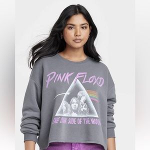 Pink Floyd Grayson/Threads  Cropped Sweatshirt Women’s GrayCrew Neck Graphic Med